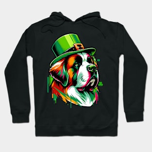 Saint Bernard Dog's Joyful Saint Patrick's Day Fun Hoodie